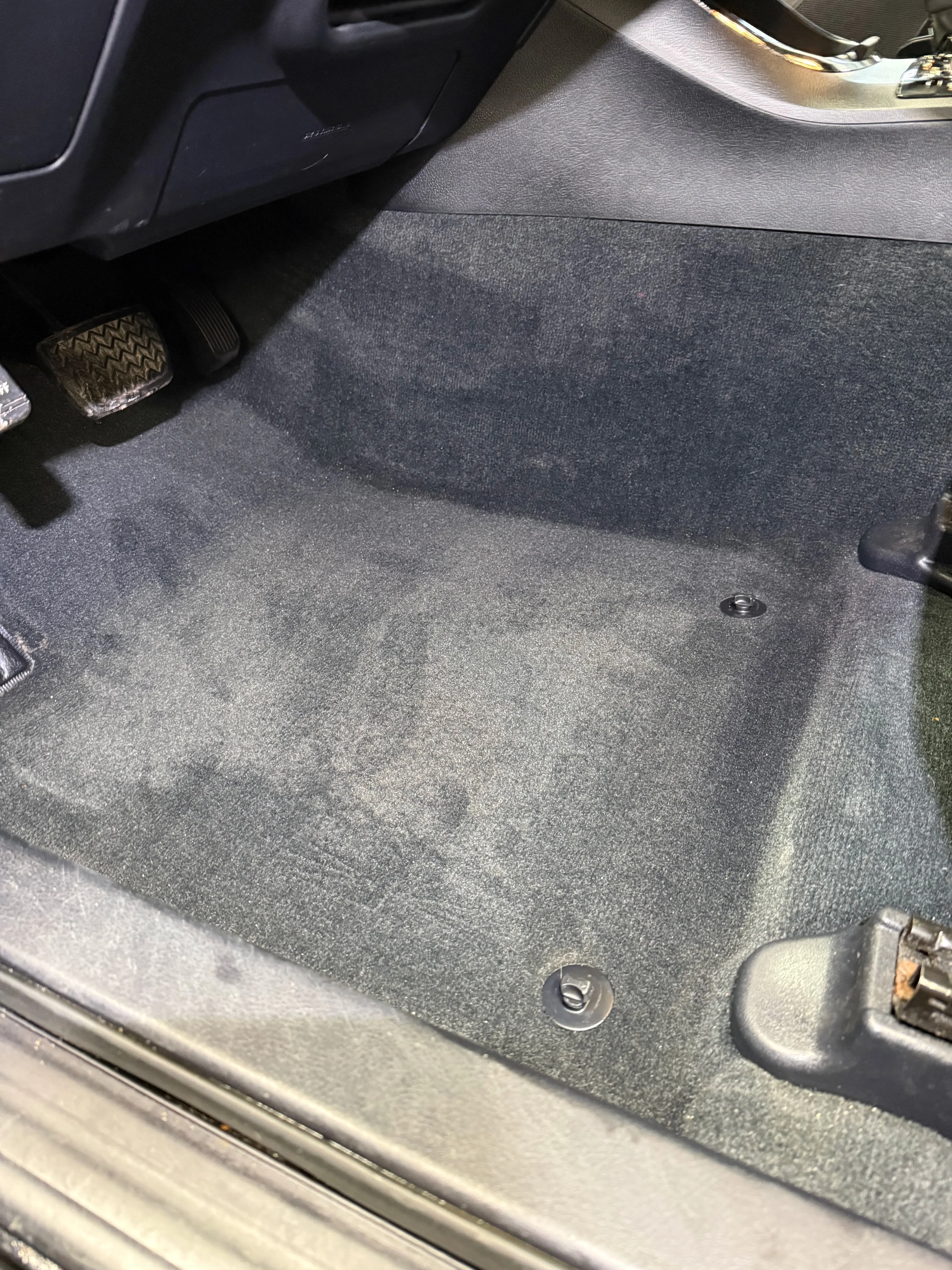 Close-up of carpet after salt stain removal — clean and restored